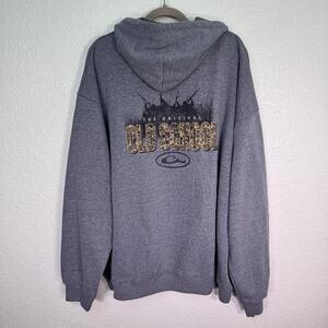 Drake Old School Hoodie Mens 2XL Fleece Pullover Gray Hunting Duck Graphic NEW